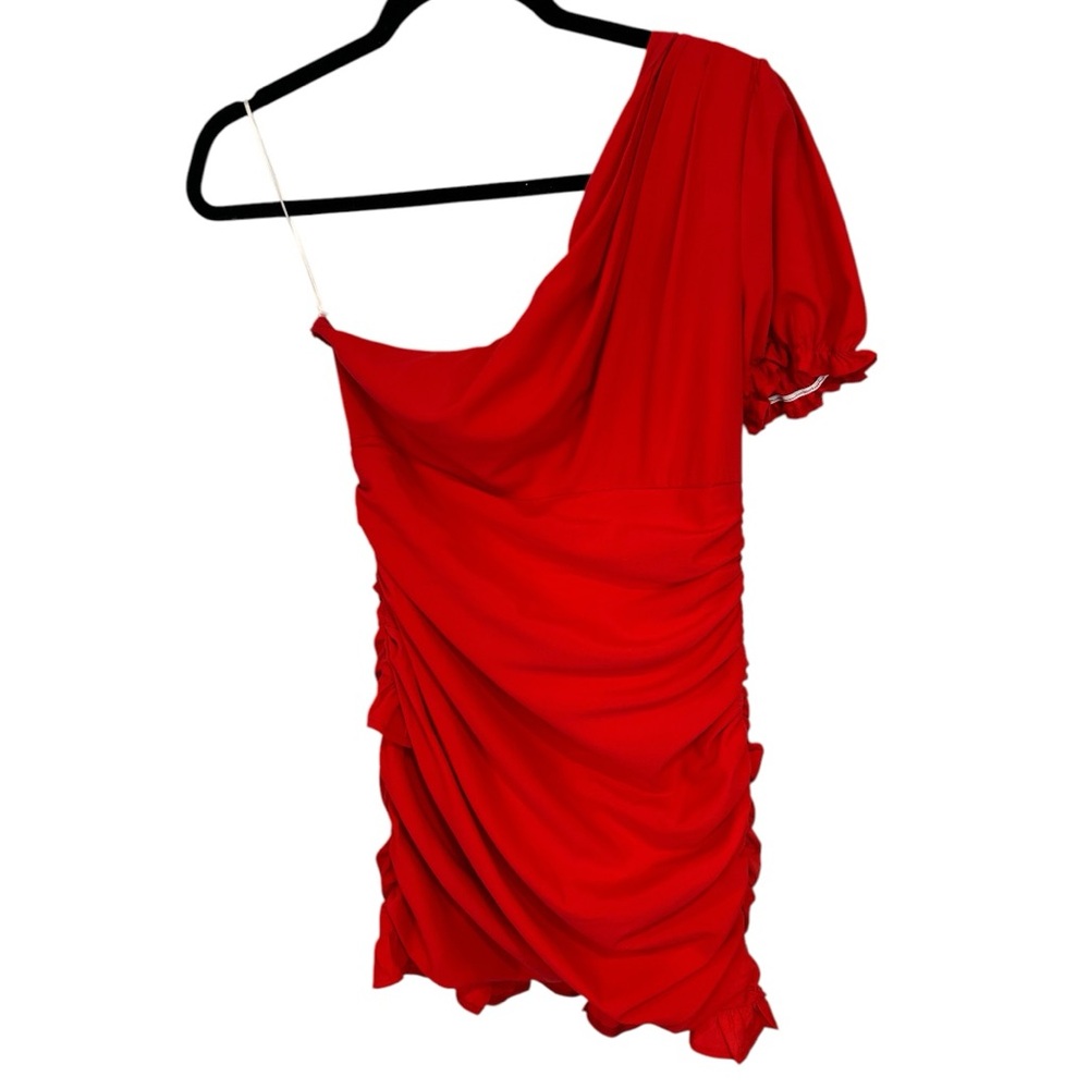 Hello Molly One-Shoulder Red Ruffle Mini Dress - Picture 6 of 16